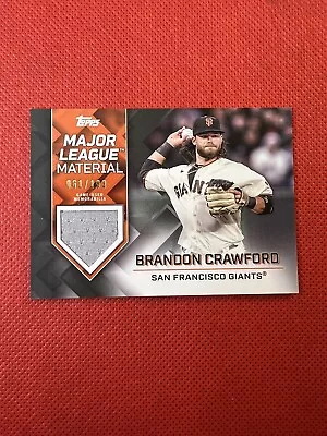 2022 Topps Brandon Crawford Black Parallel Game Worn Jersey SP #/199 Giants - Image 1 of 3
