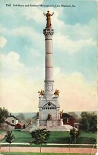 Soldiers and Sailors Monument Des Moines Iowa IA Postcard