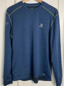 Salomon Men's Long Sleeve Top Size Large Blue Running ActiveDry Thumb Hole Sport - Picture 1 of 13