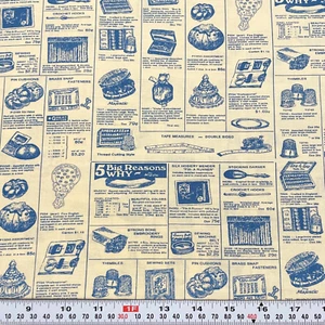 A Stitch In Time Revelations Marcus Brothers Blue Cream Cotton by the HALF YARD - Picture 1 of 2