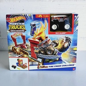 Hot Wheels Monster Trucks Arena Smashers HW-5 Alarm Fire Crash Challenge Boxed - Picture 1 of 5