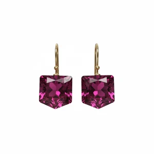 Rosa Turmalin Sechseck Ohrringe 925 Sterling Silber Ohrhänger Geschenk für Sie - Bild 1 von 4