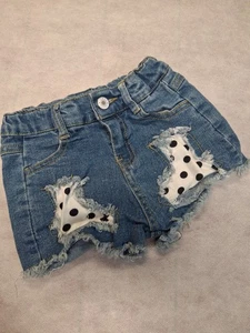 Girls Size 6 Distressed Jean Shorts Adjustable Waist - Picture 1 of 10