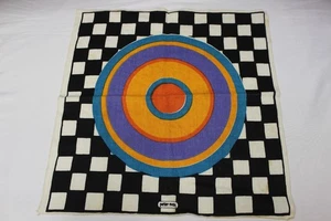 Peter Max Vintage Retro Mod Pop Art Linen Check Print Cloth Napkins Set 4 - Picture 1 of 12
