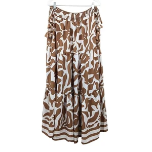 Maxi falda Calypso St. Barth en capas para mujer grande marrón blanco borlas nueva con etiquetas - Imagen 1 de 10