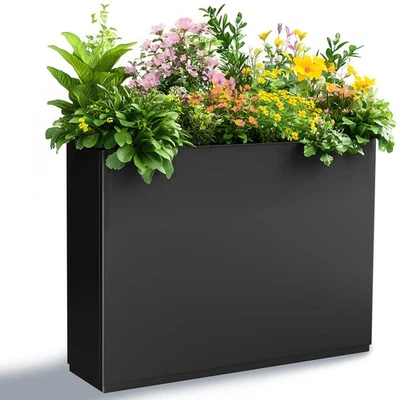 Jardinera Alta de Metal, 9" W x 26" H Maceta Grande Rectangular para Exterior o... Foto 1 de 4