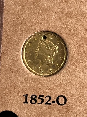 Dólar de oro 1852-O Foto 1 de 2