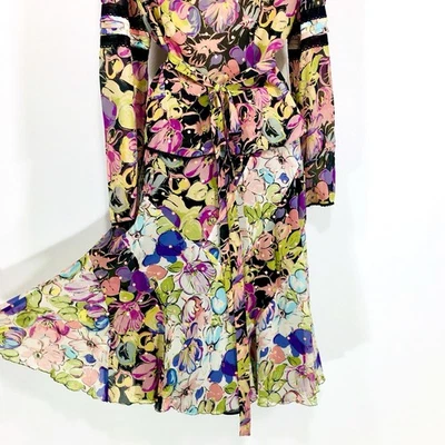 Conjunto de falda/top de seda Nicole Miller de colección talla 8 (M) lentejuelas dispersas flor hada caprichosa Foto 1 de 4