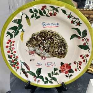 Anthropologie Nathalie Lete Charmante Dinner Plate Collection Hedgehog 10" New - Picture 1 of 6