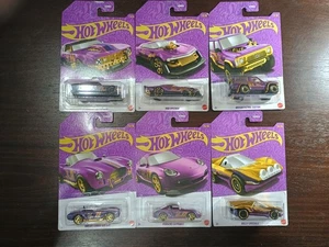 2024 Hot Wheels Pearl Purple/Gold Chrome 57th Anniversary Complete 1-6 Set NIB - Picture 1 of 17