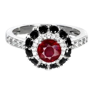 925 Sterling Silver Ring Round Ruby 6mm Spinel Natural Gemstone Jewelry Size 8 - Picture 1 of 13