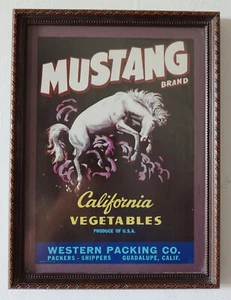 Vintage Antique Mustang Brand California Vegetables advertisement box print - Picture 1 of 3