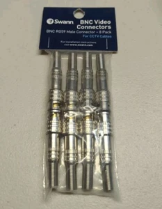 Swann BNC RG59 Male Video Connectors for CCTV Cables 8-Pack - NEW Sealed - Picture 1 of 2