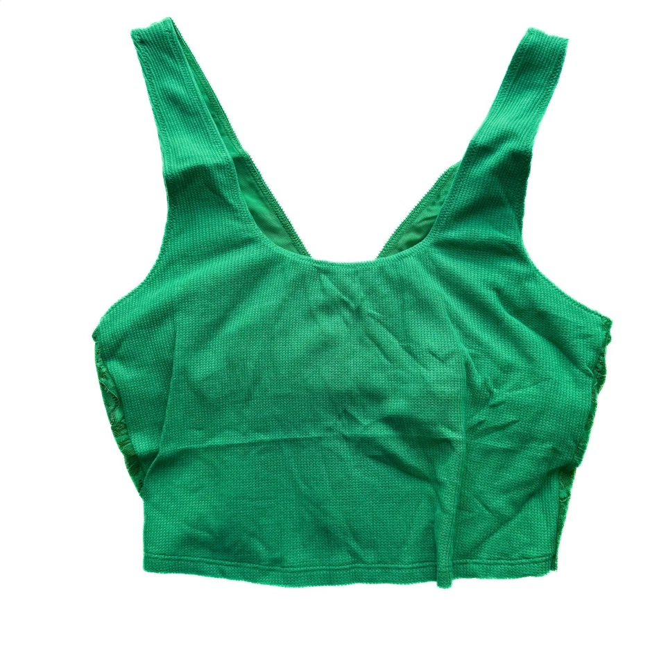 Aerie Holiday Best Lace Waffle Longline Bralette Green Size Medium