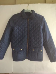Ralph Lauren Girls Large 12-14 Navy Blue Quilted Barn Zip Jacket w Elbow Patches - Picture 1 of 12
