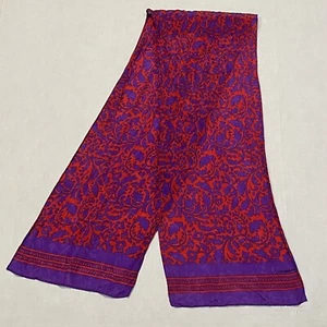 Vintage Liz Claiborne Red Floral Oblong Rectangle Women’s Silk Scarf 10x51” - Imagen 1 de 2