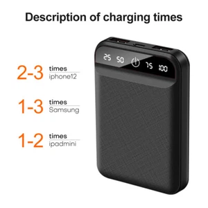 Powerbank 100000mAh Zewnętrzna bateria 2USB Przenośny wszystkie telefony komórkowe Czarna ładowarka - Zdjęcie 1 z 13