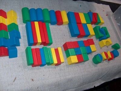 Lot - Wood Blocks Pieces - Wood Blocks Game by Pressman Toy c16 - Image 1 of 4