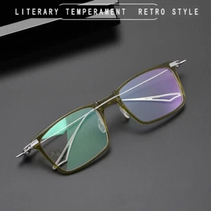 Large Eyeglass Thick Frames Retro Square Glasses Metal Spectacles  Women Men - Picture 1 of 18