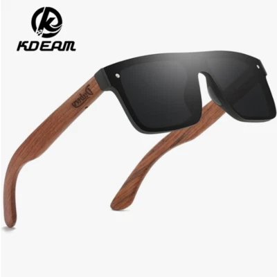 DUBERY Wooden Temple Rimless Sunglasses UV400 Men Frame Black Eyewear - image 1 of 4