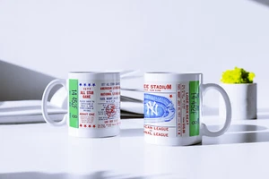 1977 MLB All Star Game Yankee Stadium Printed Ticket Coffee Mug 11oz New - Picture 1 of 2