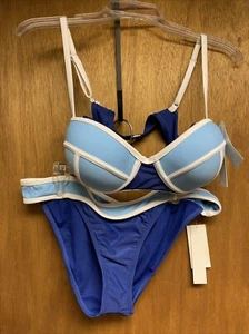 Traje de baño bikini Design Lab para mujer talla grande blanco azul claro y azul oscuro A6 - Imagen 1 de 9