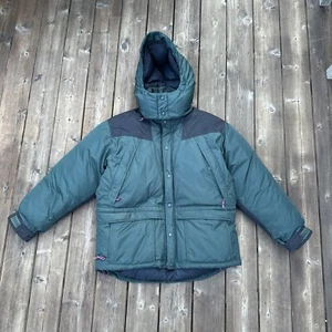 VTG Eastern Mountain Sports Sz L Puffer Down Fill Snow Jacket Hooded Heavyweight - Picture 1 of 19