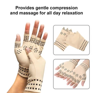 1Pair Unisex Compression Gloves Hand Support Joint Pain Relief Fingerless Gloves - Picture 1 of 18