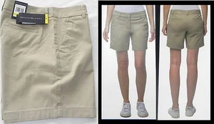 NEW WOMENS 6 COBBLESTONE KHAKI TOMMY HILFIGER STRETCH COTTON CHINO SHORTS - Picture 1 of 5
