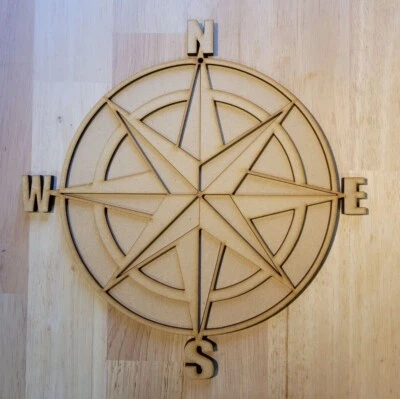 Large Wooden 3D Ships Compass Nautical Sea Sign Wall Door Hanging Plaque 6 mm - Image 1 of 4