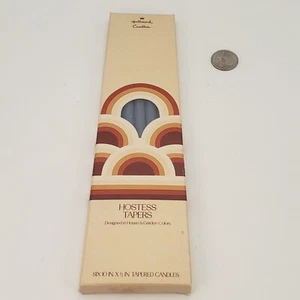 6er Set Vintage Hallmark Hostess Taper 10" x 0,25" Kerze MCM Box Dekor Blau USA - Bild 1 von 8