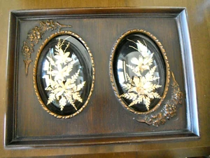 Vintage Hawaiian Flora Double Orchidee & Farn 24K Gold Living Flowers Under Domes - Bild 1 von 7