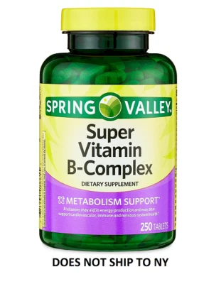 Spring Valley Super B-Complex 250 Tablets – Dietary Supplement, Free Shipping - Image 1 of 4