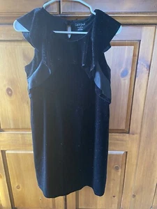 Cat & Jack Girls XL 14/16 Black Sparkle Velour Party Dress Sleeveless Holiday - Picture 1 of 4