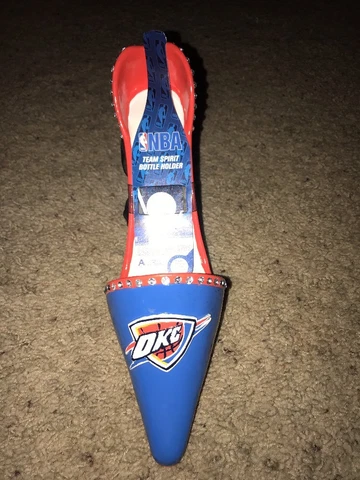 Oklahoma City Thunder High Heel Shoe Bottle Wine  Holder Royal Blue NBA Bling Cover
