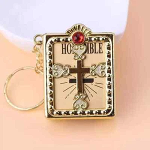 Religious Keepsake Or Keyring Miniture Bible With A Tiny Bible With Paper Pages - Picture 1 of 6