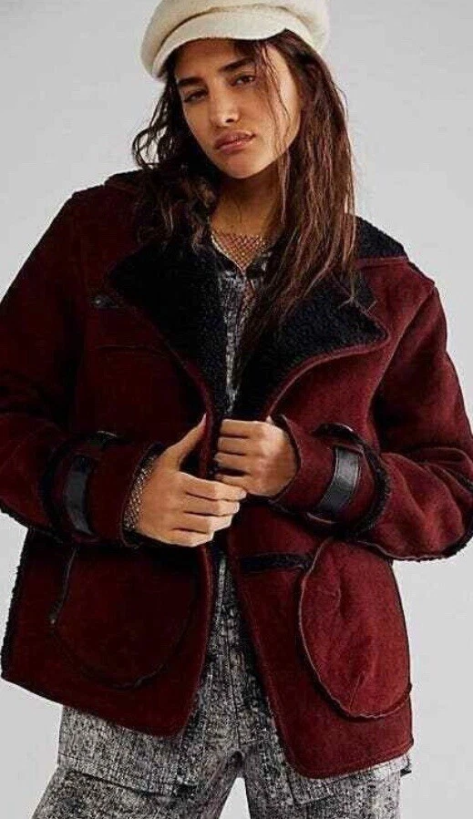 Новый бесплатный людей Cassidy уютный куртка замши шерпа $698 XS бордовый и черный  - Изображение 1 из 4