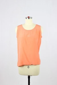 Vintage 90's EATON Orange Silk Crepe Embroidered Scoop Neck Tank Top, Size S - Picture 1 of 8