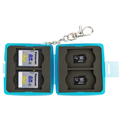 JJC 64*64*26mm Memory Card Case Mini Holder w/ Lock&Ring fits 4 SD + 4 MSD Cards - Image 1 of 4