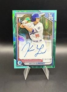 KELLON LINDSEY 2024 BOWMAN CROMO BORRADOR 1ST AQUA LAVA AUTO/199 Q4034 - Imagen 1 de 2