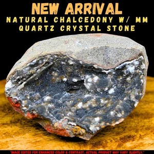 150g Natural Chalcedony w/ MM Quartz Crystal In Geode Mineral Specimen on Matrix - Picture 1 of 10