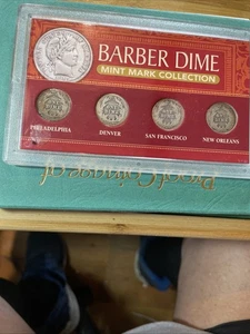 Barber Silver Dimes Mint Mark Collection With Toning 90% Silver - Picture 1 of 6