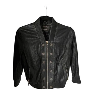 Roberto Cavalli Women Leather Jacket 3/4 Sleeves Black Size S-M - Picture 1 of 4