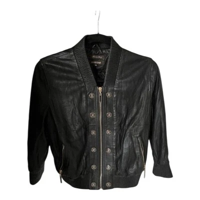 Roberto Cavalli Women Leather Jacket 3/4 Sleeves Black Size S-M - Image 1 of 4