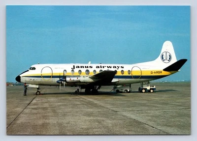 JANUS AIRWAYS VICKERS VISCOUNT AIRCRAFT POSTCARD AIRLINE AIRPLANE G-ARGR - Image 1 of 2