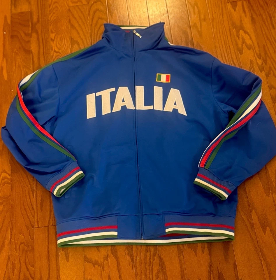 Futbol Italia Track Jacket Zip Up Blue Tricolor Stripes Logo Men’s Sz XXL Soccer - Image 1 of 4