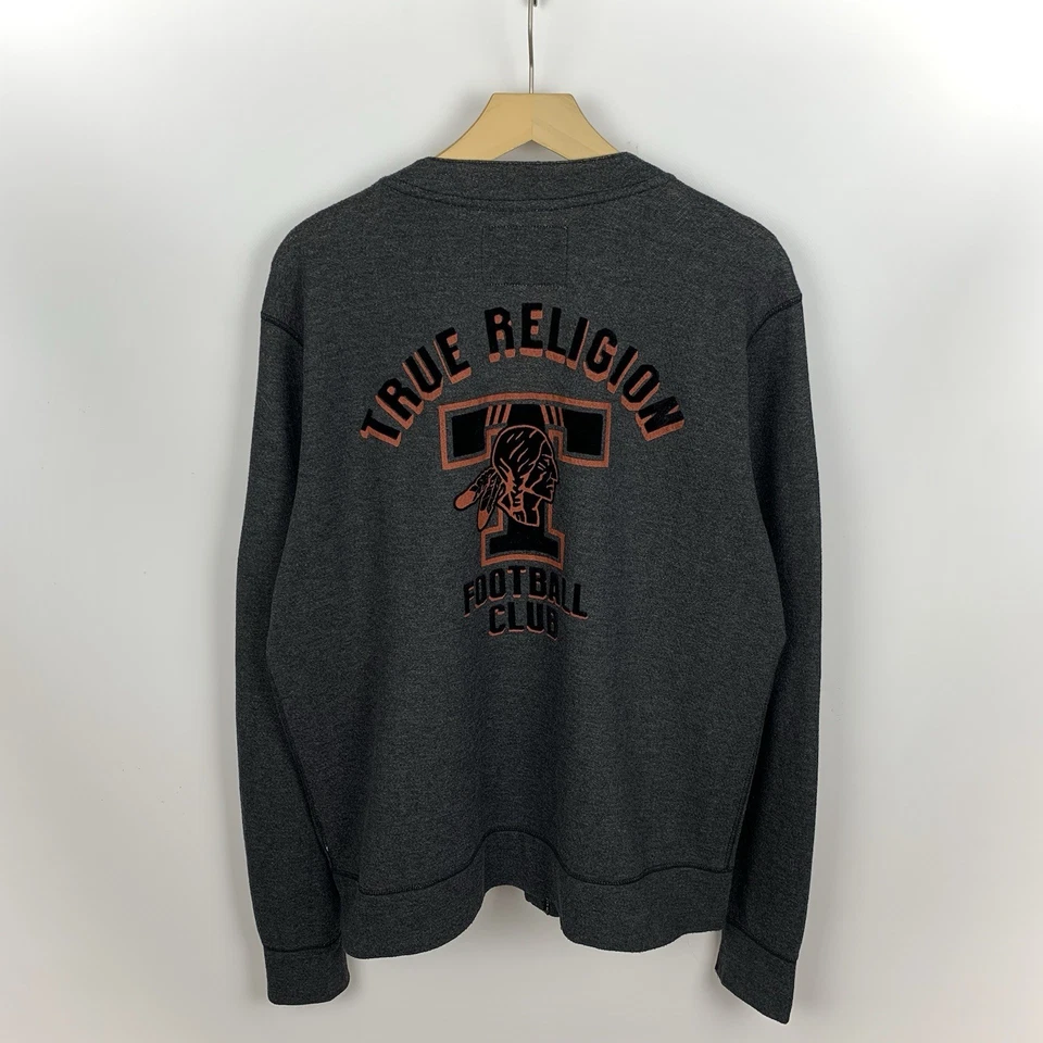 Cárdigan Suéter True Religion Para Hombre XL Gris Botón Delantero Cuello en V Club de Fútbol Foto 1 de 4