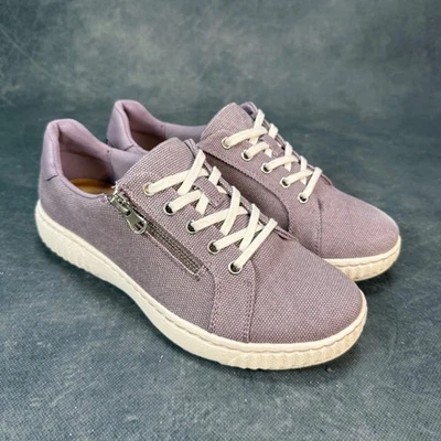 Clarks Collection Ultra Flex Malva Púrpura Lona Tenis Zapatos Con Cordones Cremallera Foto 1 de 4
