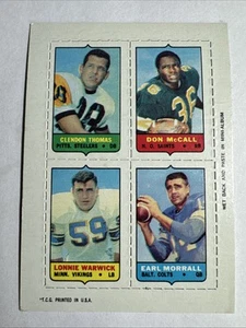 1969 Topps Football 4 in 1 Thomas McCall Warwick Morrall - Picture 1 of 2