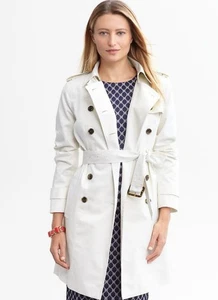 Banana Republic Women’s Small Classic Trench Coat Cream Capsule Basic Preppy - Picture 1 of 9